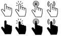 Pointer cursor ÃÂomputer mouse vector icon set. Clicking cursor illustration sign collection. pointing hand clicks symbols. Click