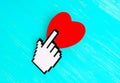 Pointer Cursor Placed on a Red Heart Shape Royalty Free Stock Photo