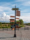 Pointer of distances to cities from Petropavlovsk-Kamchatsky near the monument