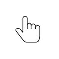 Pointer finger icon vector symbol, thin line outline index thumb isolated clipart