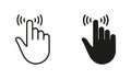 Pointer Finger Pictogram. Cursor Hand, Computer Mouse Line and Silhouette Black Icon Set. Click, Press, Double Tap Royalty Free Stock Photo