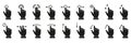 Pointer Gesture Slide Left and Right Black Solid Pictogram. Hand Finger Touch, Swipe and Drag Silhouette Icon Set. Pinch