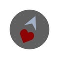 Pointer with heart, love location icon shows direction, web design element, favorite location concept, vector illustration Royalty Free Stock Photo