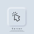 Pointer icon logo. Cursor sign. Click icon. Computer mouse, cursors, pointing. Arrow and wait. Vector EPS 10. UI icon. Neumorphic Royalty Free Stock Photo