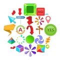 Pointer icons set, cartoon style Royalty Free Stock Photo