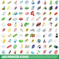 100 pointer icons set, isometric 3d style Royalty Free Stock Photo