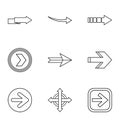 Pointer icons set, outline style Royalty Free Stock Photo