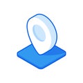 Pointer label on web map isometric icon. White pointer gps navigation graphic sign travel destination and location on