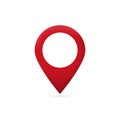 Pointer label on web map. Red pointer gpsn avigation graphic sign of travel and location.