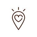 Pointer location love heart romantic passion feeling related icon thick line