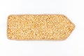 Pointer made of rope, filled with a grain of barley. Isolated