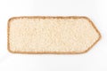 Pointer made of rope, filled with a grain of rice. Isolated