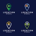Pointer map with wifi internet signal location connection icons logo design Royalty Free Stock Photo