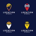 Pointer map with wifi internet signal location connection icons logo design Royalty Free Stock Photo