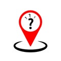 Pointer with Question mark sign icon design template, map symbol, vector illustration