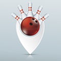 Bowling Pointer Pins Red Ball