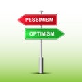 Pointer red and green with the words PESSIMISM and OPTIMISM