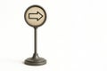 A pointer with a right arrow on a metal post. Space for text. Royalty Free Stock Photo