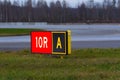 Pointer on the runway at the airport. Royalty Free Stock Photo