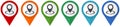 Pointer vector pointers, set of colorful flat design icons isolated on white background Royalty Free Stock Photo