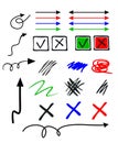Pointers, arrows, icons in vector on white background Royalty Free Stock Photo