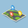 Pointers on map. GPS navigation concept icon.