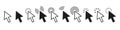 Pointers mouse cursors vector computer clicking icons. White cursor pointer icon. Vector arrow set of icons