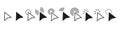 Pointers mouse cursors vector computer clicking icons. White cursor pointer icon. Vector arrow set of icons Royalty Free Stock Photo