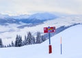 Pointers to the track in the ski resort Laax