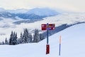 Pointers to the track in the ski resort Laax