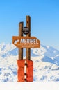 Pointers to the track in the ski resort Meribel