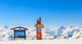 Pointers to the track in the ski resort Meribel