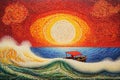 pointillism art small mosaic small circles big bright wave