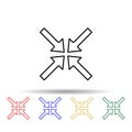 pointing arrows to center multi color style icon. Simple thin line, outline vector of web icons for ui and ux, website or mobile Royalty Free Stock Photo