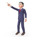 Pointing Character Means Hand Up And Commercial 3d Rendering