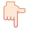 Pointing down hand flat icon. Direction down vector illustration isolated on white. Index finger pointing down gradient Royalty Free Stock Photo