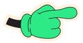 Pointing finger gesture in retro cartoon style. Comic hand in glove Royalty Free Stock Photo