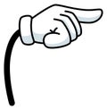 Pointing finger gesture. White glove hand in cartoon style Royalty Free Stock Photo