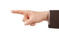 Pointing finger of isolated businessman hand