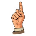 Pointing finger. Number one hand sign. Royalty Free Stock Photo