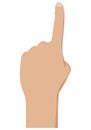 Pointing finger. Number one hand sign. Vector illustration isolated on a white background. For web, info graphic Royalty Free Stock Photo