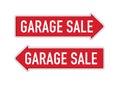Pointing garage sale arrow sign
