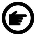 Pointing hand icon black color in circle round Royalty Free Stock Photo