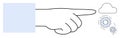 Pointing Hand Indicating Cloud and Gears Symbolizing Cloud Technology and Process Automation Royalty Free Stock Photo