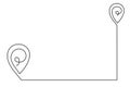 Pointing location at map one line art,hand drawn way destination continuous contour,trendy template direction, gps navigation