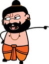 Pointing Pandit Cartoon Illustration Royalty Free Stock Photo