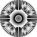 Pointing shapes clock cadran angry eye impression inspired structure abstract cut art deco illustration Royalty Free Stock Photo