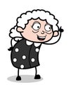 Pointing While Talking - Old Cartoon Granny Vector Illustration Royalty Free Stock Photo