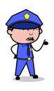 Pointing And Talking - Retro Cop Policeman Vector Illustration