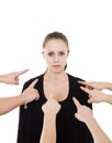 Pointing at a woman Royalty Free Stock Photo